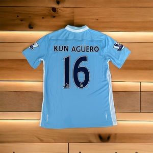 Manchester City Kun Aguero 2012 Soccer Jersey #16 Home Football Adult